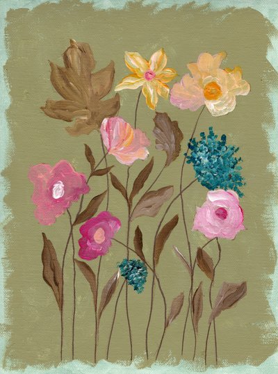 絵画のような庭の花々 作： 