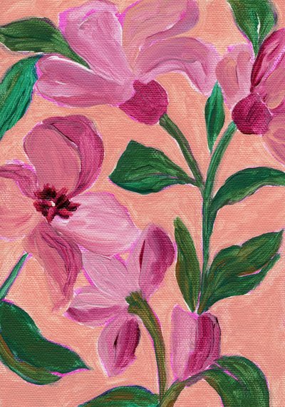 鮮やかなピンクの花 作： 