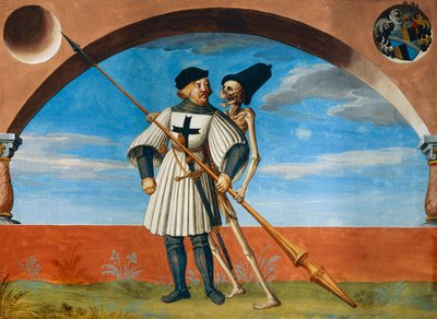 アルブレヒト・カウフの「死の舞踏」より、死とチュートンの騎士 作： Niklaus Manuel