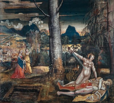 Pyramus and Thisbe、c.1513-14（キャンバス上のミクストメディア） 作： Niklaus Manuel