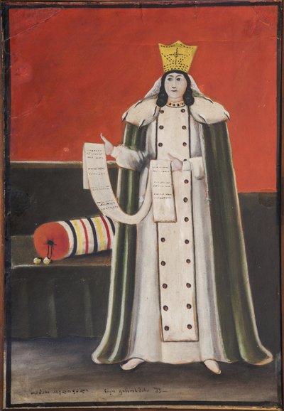 Reine Tamar (Thamar) de Georgie (1160-1213) - Queen Tamar par Pirosmani (Pirosmanashvili), Niko (1862-1918).厚紙に油彩、サイズ：90x70 作： Niko Pirosmanashvili