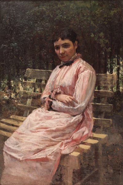 公園で。アーティストの妻の肖像 作： Nikolai Aleksandrovich Yaroshenko