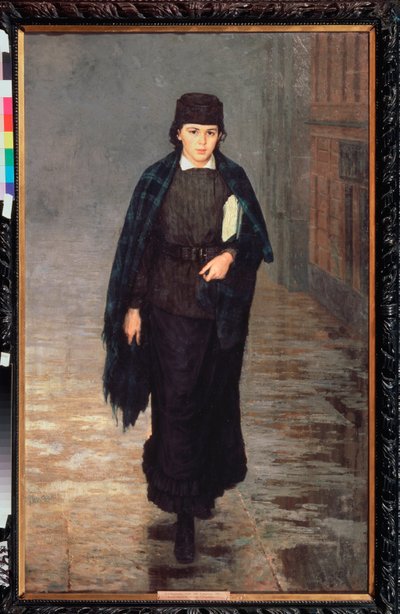 女子学生 - ニコライ・アレクサンドロヴィッチ・ヤロシェンコ（ヤロシェンコ）（1846-1898）による絵画、キャンバスに油彩 作： Nikolai Aleksandrovich Yaroshenko