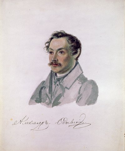 Portrait du poote et decabriste Comte Alexander I.Odoevsky (1802-1839) (decabrisme) (詩人、デカブリスト伯爵 Alexander I. Odoevsky の肖像)。 Peinture de Nikolai Alexandrovich Bestuzhev (1791-1855)。 Aquarelle sur papier、22,2 x 17,8 cm 作： Nikolai Alexandrovich Bestuzhev