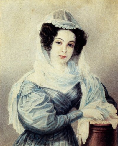 Camilla Ivasheva Le Dantieau 1808-1839の肖像、Decembrist Vasily Ivashevの妻、1834年 作： Nikolai Alexandrovich Bestuzhev