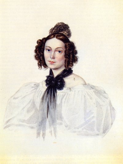 カミラ・イワシェワの肖像ル・ダンティオ1808-1839年、デカブリスト・ヴァシーリー・イワシェフの妻、1831年 作： Nikolai Alexandrovich Bestuzhev