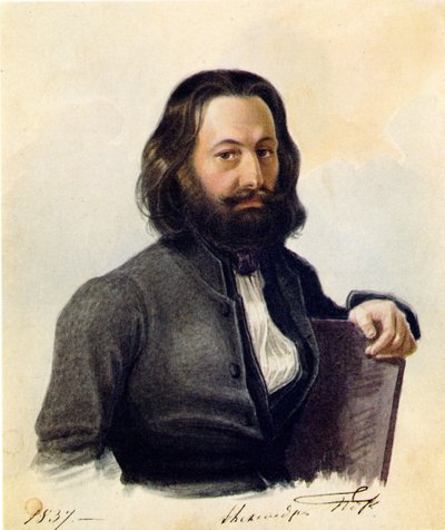 デカブリストアレクサンダーV.ポッツィオ1798-1873、1837の肖像 作： Nikolai Alexandrovich Bestuzhev