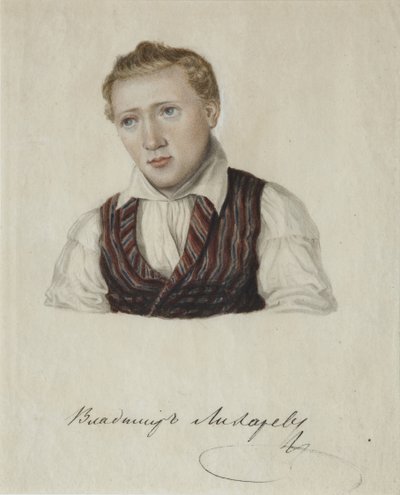 デカブリストウラジミールニコラエヴィッチリハレフの肖像1803-1840、1828 作： Nikolai Alexandrovich Bestuzhev