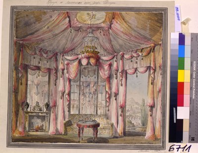 1790年代、モスクワのベズボロコ伯爵邸の私室のインテリアデザイン 作： Nikolai Alexandrovich Lvov