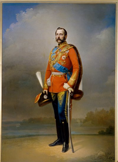 ロシア皇帝アレクサンドル 2 世 (1818 ～ 1881 年) の肖像画 (「解放者」として知られる)。 Nikolai Andreevich Lavrov (1820-1875) の絵画、キャンバスに油彩 作： Nikolai Andreevich Lavrov