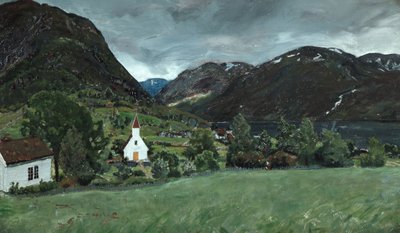 アルフス牧師館と教会 作： Nikolai Astrup
