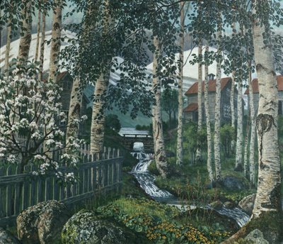 白樺の木（キャンバスに油彩） 作： Nikolai Astrup