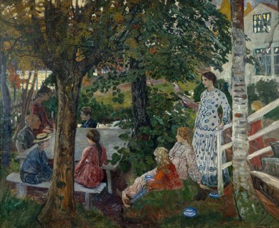 庭での誕生日 作： Nikolai Astrup