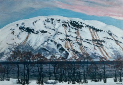雪崩のある寒い4月の朝（雪山）、1909年頃 作： Nikolai Astrup