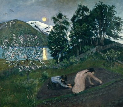 庭の春の夜 作： Nikolai Astrup