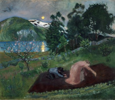 春夜の庭（夜の庭仕事） 作： Nikolai Astrup