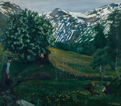 春の夜のスミーヘッゲン、1918年頃 作： Nikolai Astrup