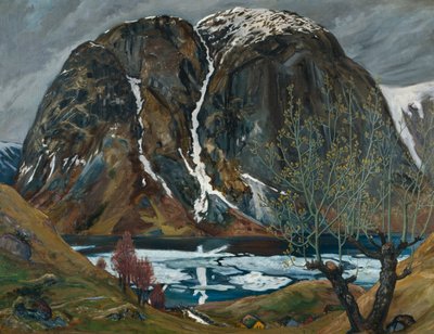 丘の下の春の雪解け 作： Nikolai Astrup