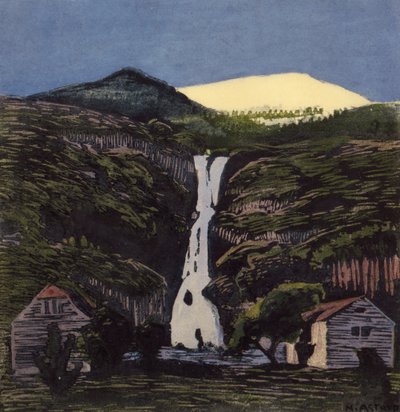 滝と氷河 作： Nikolai Astrup