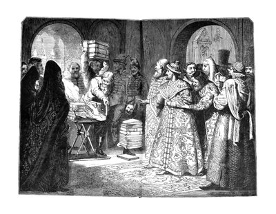 皇帝フョードル3世は、ロシア貴族の書物1682、1880年代を焼きます 作： Nikolai Dmitrievich Dmitriev Orenburgsky