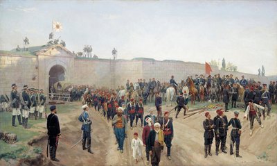 1877 年 6 月 4 日、1883 年 6 月 4 日のニコポルでのトルコの降伏。 作： Nikolai Dmitrievich Dmitriev Orenburgsky