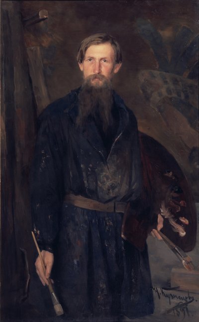 アーティストの肖像ヴィクトル・ヴァスネツォフ1848-1926、1891 作： Nikolai Dmitrievich Kuznetsov
