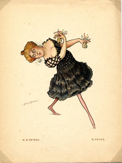 バレエ ダンサー マリー プティパ 出典: 似顔絵のロシア バレエ、1902-1905 作： Nikolai Gustavovich Legat