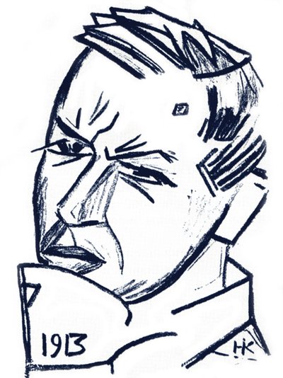 アーティストと作家の肖像David Burliuk 1882-1967、1913 作： Nikolai Ivanovich Kulbin