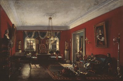 モスクワのナシチョキン邸の客間、1840年代初頭 作： Nikolai Ivanovich Podklyuchnikov