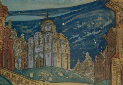 Putivl。オペラの舞台デザイン（1914年、A。ボロディン作のイゴール王子） 作： Nikolai Konstantinowitsch Roerich