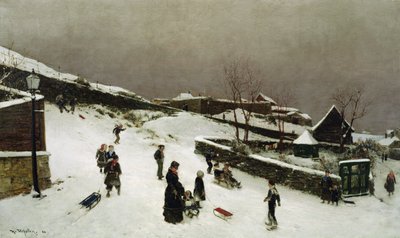 Nordnes、ベルゲンの冬景色 作： Nikolai Martin Ulfsten