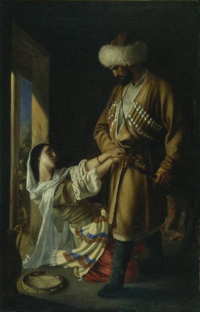 レイラとカジ アブレク M. レルモントフの詩の後、1852 年 作： Nikolai Nikolayevich Ge