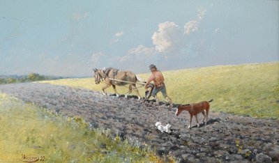 畑を耕す、1899 作： Nikolai Nikolayevich Karasin