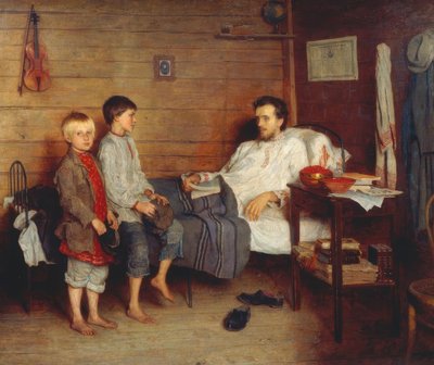 病気の先生と 作： Nikolai P. Bogdanow Bjelski