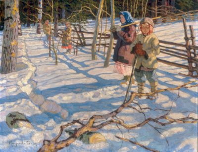 雪の中で子供 作： Nikolai P. Bogdanow Bjelski