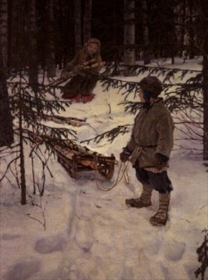 薪を集める（ロシア 作： Nikolai Petrovich Bogdanov Belsky