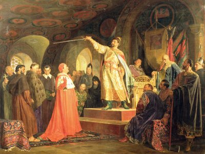 1875年に教皇イノセント3世の大使を迎えたハリチボルヒニアのローマ王子 作： Nikolai Vasilievich Nevrev