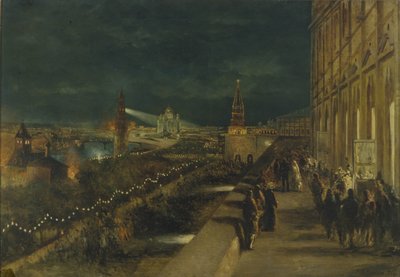 1883年5月15日のアレクサンドル3世皇帝の戴冠式の際のモスクワのイルミネーション 作： Nikolai Yegorovich Makovsky