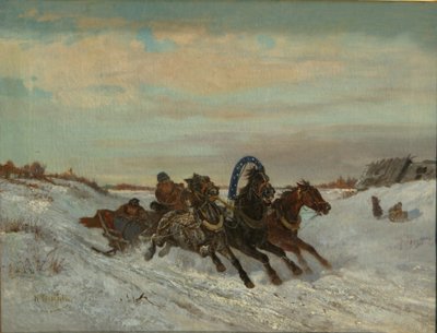 冬の道のトロイカ、1860年代前半から1870年代終わり 作： Nikolai Yegorovich Sverchkov