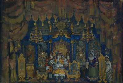 ジョルダンルーム。劇場の舞台デザインは、J.-Bによる貴族としてのブルジョワ劇。モリエール、1911年 作： Nikolaj Nikolaevic Sapunov