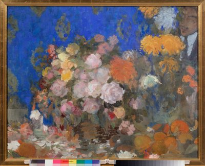 Nature morte avec autoportrait - Still life with Self Portrait - Nikolai Nikolayevich Sapunov (Sapunov) (1880-1912) 作、テンペラ、段ボール 作： Nikolaj Nikolaevic Sapunov