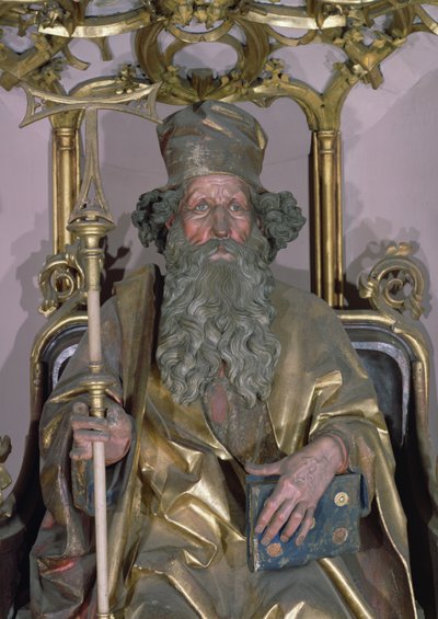 イセンハイムの祭壇画、聖アンソニー聖アンソニーの隠者の詳細、c.1490木に金の絵の具 作： Nikolaus Hagenauer