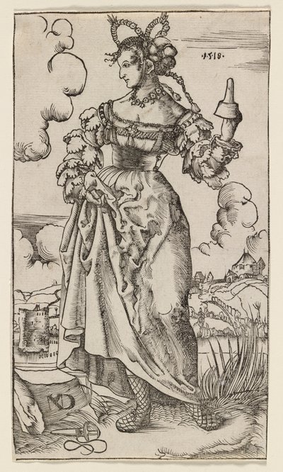 賢い処女と愚かな処女」。5番目の愚かな処女 1518年 作： Nikolaus Manuel Deutsch