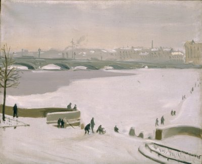 凍ったネヴァ川を渡る、1935 作： Nikolay Fyodorovich Lapshin