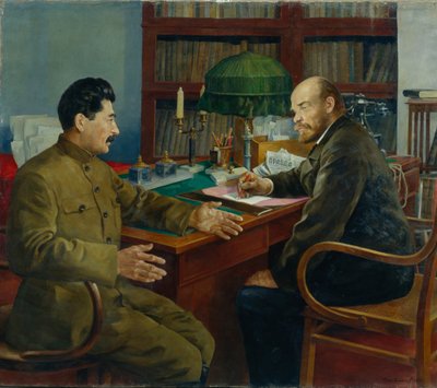 レーニンとスターリン、1938 年 作： Nikolay Ivanovich Shestopalov