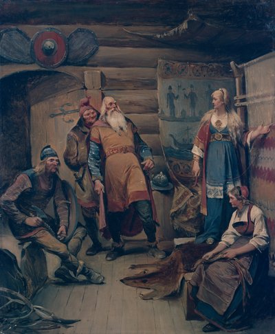 Harald Hårfagre から Gyda への提案メッセンジャー 作： Nils Bergslien