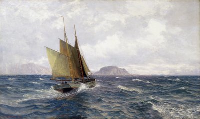 テスト中の貨物船「Lykkens Prove」 作： Nils Hansteen