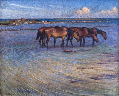 水で体を冷やす馬たち 作： Nils Kreuger