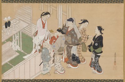 幼児の初詣、江戸時代、17世紀後半～18世紀前半。 作： Nishikawa Sukenobu
