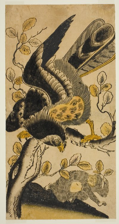 鷲と猿 作： Nishimura Shigenaga
